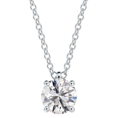 Diamond Solitaire Pendant Necklace (5/8 ct. t.w.) in 14k White Gold, 16" + 2" extender