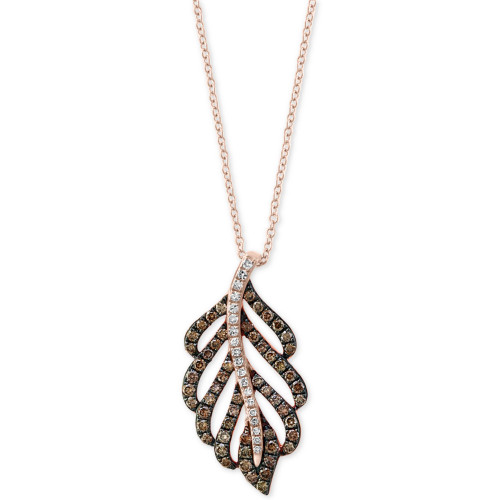 EFFY® Diamond Feather 18" Pendant Necklace in 14k Rose Gold