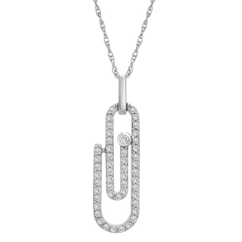 Diamond Paperclip Pendant Necklace (1/3 ct. t.w.) in 14k White Gold, 18" + 2" extender, Created for Macy's
