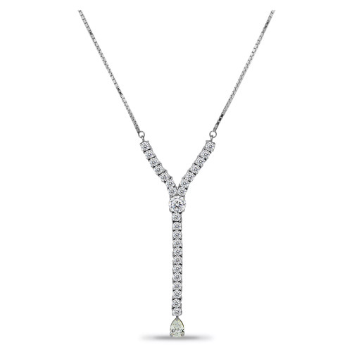 Round Pear Linear Y Adjustable Necklace (7 ct. t.w.) in 18K Sterling Silver or Sterling Silver