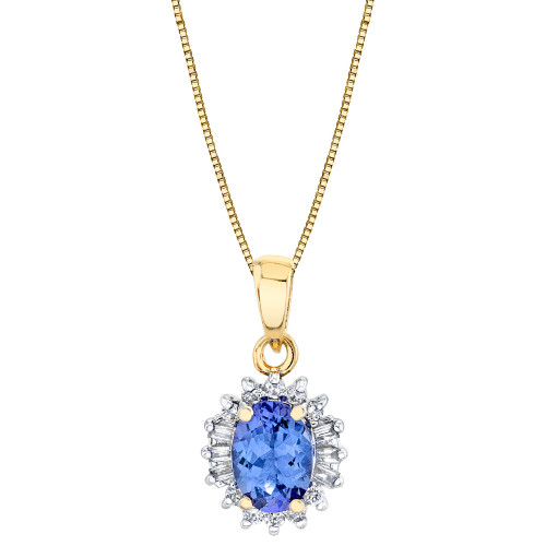 Tanzanite (1 ct. t.w.) & Diamond (1/5 ct. t.w.) Halo 18" Pendant Necklace in 10k Gold