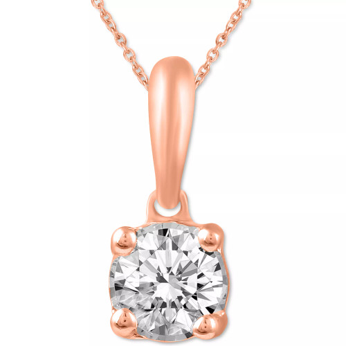 Diamond Solitaire 18" Pendant Necklace (1/5 ct. t.w.) in 14k White, Yellow or Rose Gold