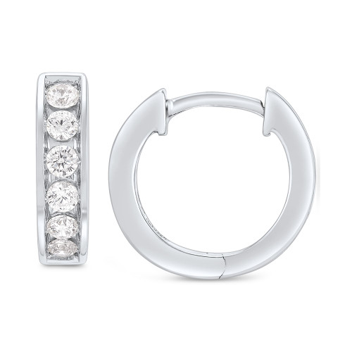 Unisex Lab Grown Diamond Small Huggie Hoop Earrings (1/2 ct. t.w.) in 10 White Gold, 1/2"