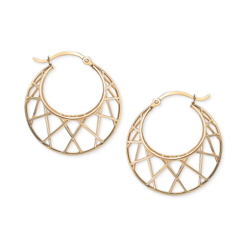 Crisscross Graduated Small Hoop Earrings in 10k Gold, 1"