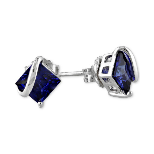 Lab-Created Blue Sapphire Square Stud Earrings (2-3/4 ct. t.w.) in Sterling Silver