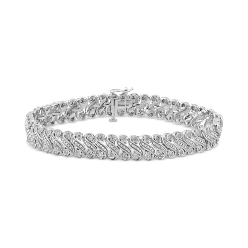 Diamond S Link Bracelet (1 ct. t.w.) in Sterling Silver