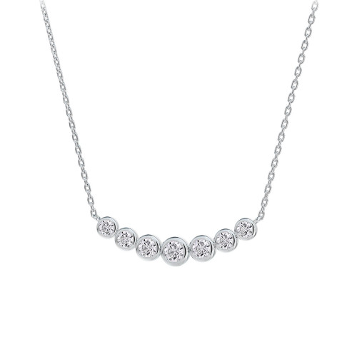 Diamond Seven Stone Bezel Necklace (7/8 ct. t.w.) in 14k White Gold, 16" + 2" extender