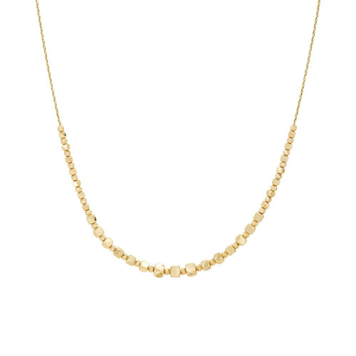 Polished & Textured Bead Collar Necklace in 10k Gold, 18" + 1" extender