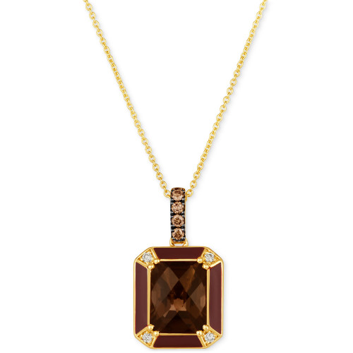 Chocolate Quartz (2-3/4 ct. t.w.), Chocolate Diamonds (1/10 ct. t.w.) & Nude Diamonds (1/20 ct. t.w.) Adjustable Pendant Necklace in 14k Gold, 18" + 2" extender