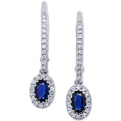 Sapphire (5/8 ct. t.w.) & Diamond (1/5 ct. t.w.) Drop Earrings in 14k White Gold
