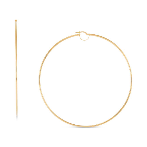 Polished Bridge Extra-Large Hoop Earrings in 10k Gold (100mm)