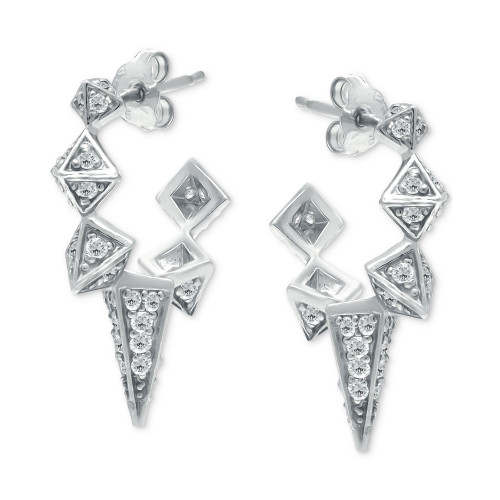 Cubic Zirconia Spike Small Hoop Earrings, Created for Macy's