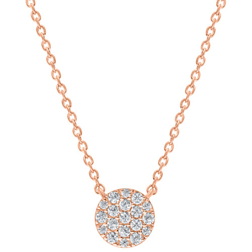 Diamond Pavé Round Disc Pendant Necklace (1/4 ct. t.w.) in 10k White, Yellow or Rose Gold