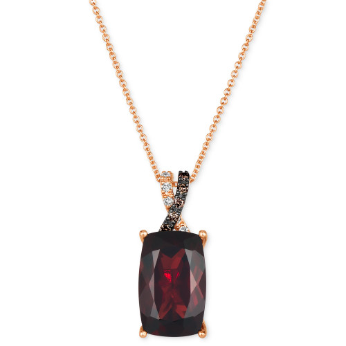 Pomegranate Garnet (6-3/4 ct. t.w.) & Diamond (1/10 ct. t.w.) Adjustable 20" Pendant Necklace in 14k Rose Gold