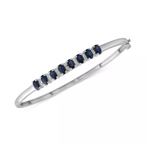 Tanzanite (3-1/8 ct. t.w.) & Diamond (1/8 ct. t.w.) Bangle Bracelet in 14K Gold over Sterling Silver (Also Available in Ruby, Emerald, and Sapphire)