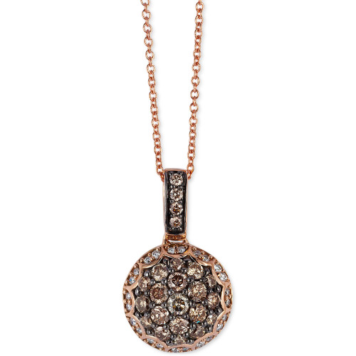 Chocolate Diamond (5/8 ct. t.w.) & Vanilla Diamond (1/10 ct. t.w.) Cluster 18" Pendant Necklace in 14k Rose Gold