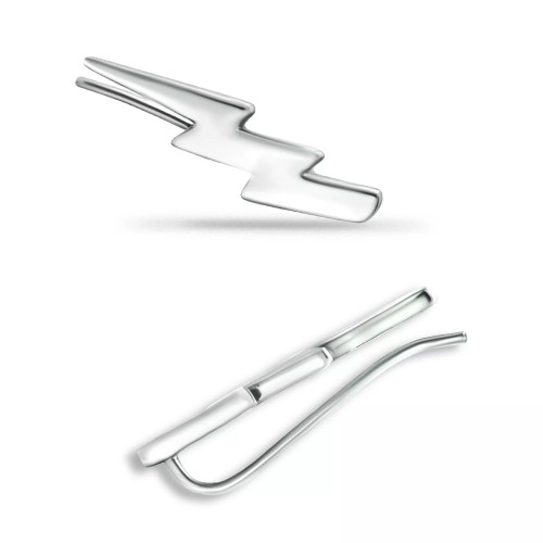 Lightning Bolt Ear Crawler Earrings in 18k Gold Over Sterling Silver or Sterling Silver