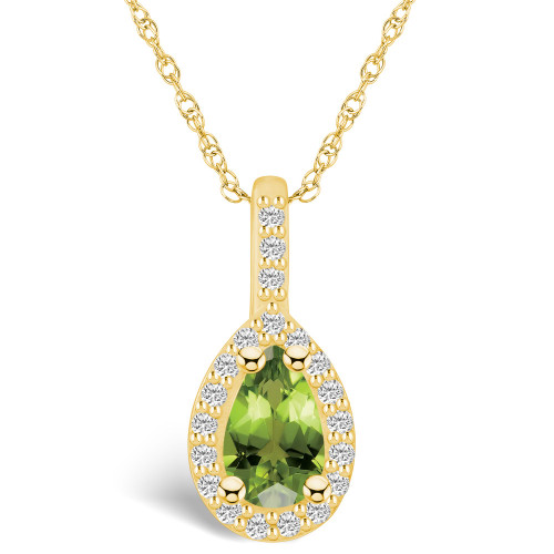 Peridot (1 Ct. T.W.) and Diamond (1/5 Ct. T.W.) Halo Pendant Necklace in 14K Yellow Gold