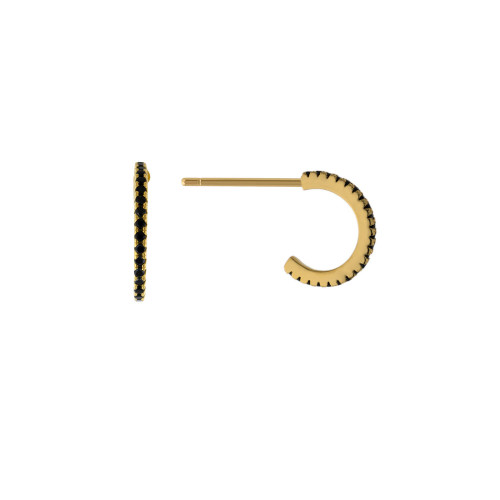 Black Spinel Post Hoop Earrings