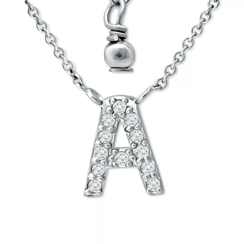 Cubic Zirconia Initial Pendant Necklace, 16" + 2" extender, Created for Macy's