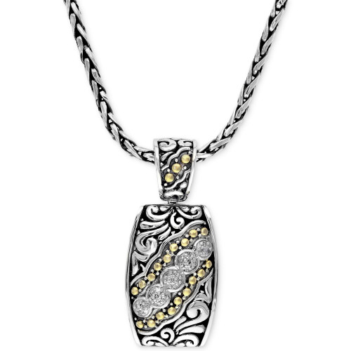 Balissima by EFFY® Diamond Etched Pendant (1/10 ct. t.w.) in Sterling Silver and 18k Gold