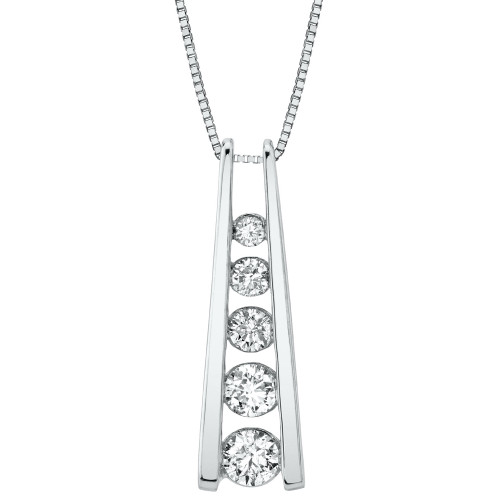 Diamond Journey 18" Pendant Necklace (1/2 ct. t.w.) in 14k White gold