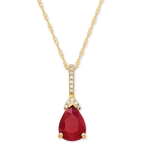 Ruby (1-1/3 ct. t.w.) & Diamond Accent 18" Pendant Necklace in 14k Gold