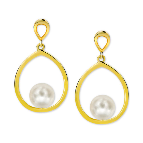 Cultured Freshwater Pearl (7mm) Drop Earrings in 14k Gold