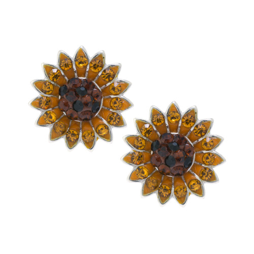 Sunflower Stud Earrings In Sterling Silver