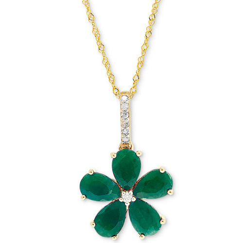 Ruby (2-1/2 ct. t.w.) & Diamond Accent 18" Pendant Necklace in 14k Gold (Also in Emerald)