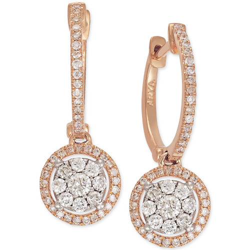 Diamond Circle Drop Earrings in 14k Rose Gold (5/8 ct. t.w.)