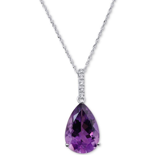 Amethyst (4-1/2 ct. t.w.) & Diamond Accent 18" Pendant Necklace in 14k White Gold
