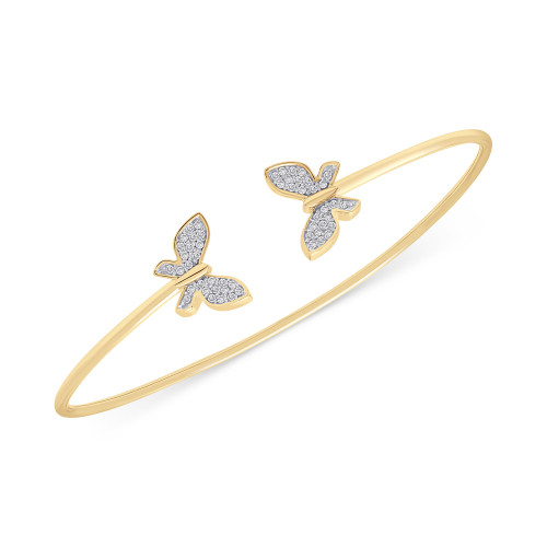 Diamond Butterfly Cuff Bangle Bracelet (1/6 ct. t.w.) in 14k Gold, Created for Macy's