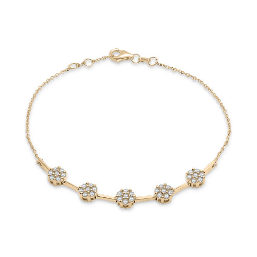 Diamond Flower Cluster Link Bracelet (1/2 ct. t.w.) in 10k Gold, Created for Macy's