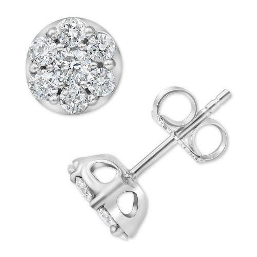 Lab-Created Diamond Cluster Stud Earrings (1 ct. t.w.) in Sterling Silver