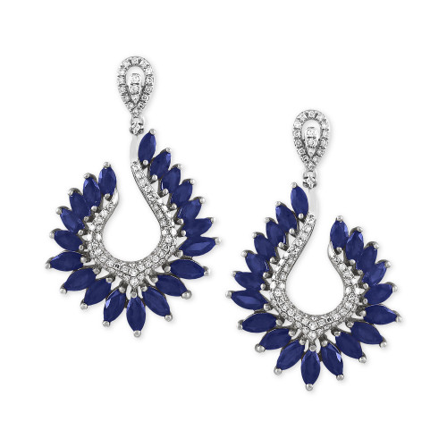 Royalé Bleu by EFFY® Sapphire (6-3/8 ct. t.w.) and Diamond (1/2 ct. t.w.) Drop Earrings in 14k White Gold