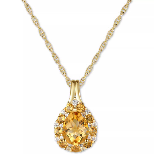 Amethyst (1 ct.t .w.) & Diamond (1/10 ct. t.w.) 18" Pendant Necklace in 14k Gold