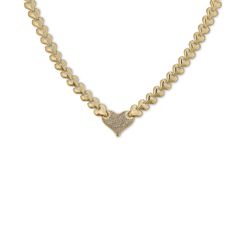 Diamond Heart 17" Heart Link Necklace (5/8 ct. t.w.) in 14k Gold-Plated Sterling Silver