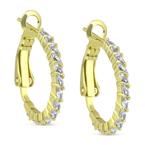 Cubic Zirconia Small Hoop Earrings in 18K Gold-Plated Sterling Silver, 0.75", Created for Macy's
