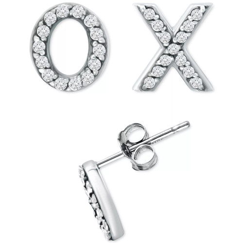 Cubic Zirconia X & O Mismatch Stud Earrings, Created for Macy's