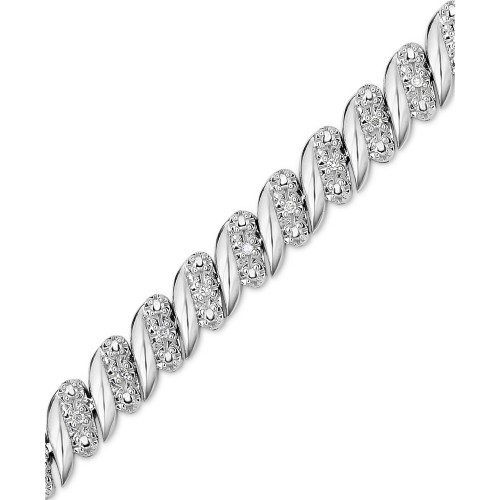 Diamond (1/4 ct. t.w.) Zig Zag Bracelet in Sterling Silver