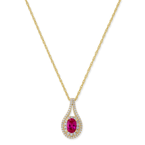 Ruby (1/2 ct. t.w.) & Diamond (1/4 ct. t.w.) Pendant Necklace in 14k Gold