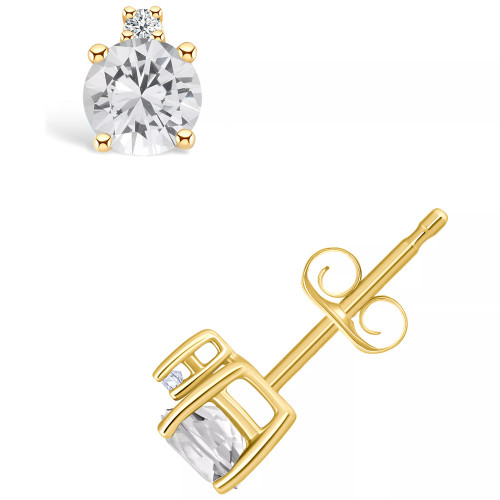 White Topaz (5/8 ct. t.w.) and Diamond Accent Stud Earrings in 14K Yellow Gold or 14k White Gold (Also in Pink Topaz)