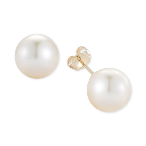 Cultured White South Sea Pearl Stud Earrings (11mm) in 14k Gold