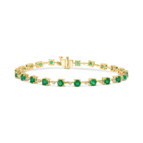 EFFY® Emerald (2-1/2 ct. t.w.) & Diamond (5/8 ct. t.w.) Link Bracelet in 14k Gold