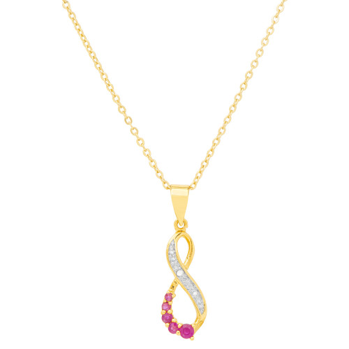 Lab-Created Ruby Infinity 18" Pendant Necklace (1/8 ct.t .w.) in Sterling Silver & 14k Gold-Plate