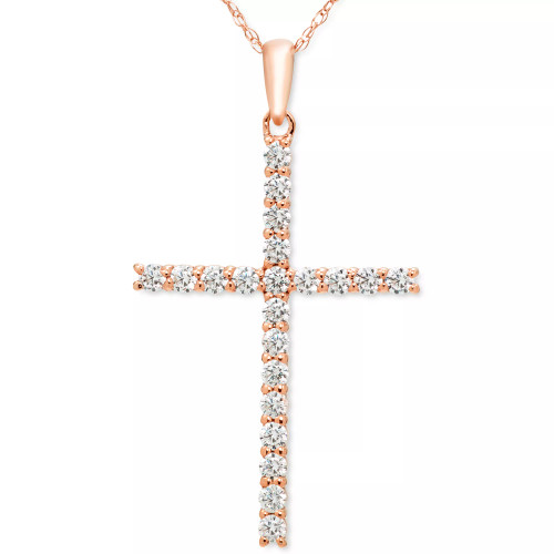 Diamond Cross 18" Pendant Necklace (1/2 ct. t.w.) in 14k White, Yellow or Rose Gold
