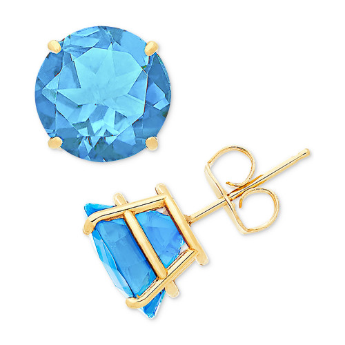Blue Topaz Stud Earrings (6-3/4 ct. t.w.) in 14k Gold