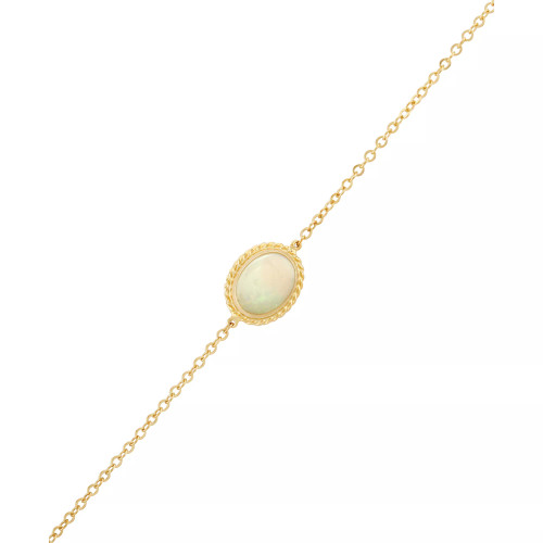 Gemstone Twist Gallery Bracelet in 14k Yellow Gold (Available in Opal, Peridot, Blue Topaz, Amethyst, Garnet & Citrine)