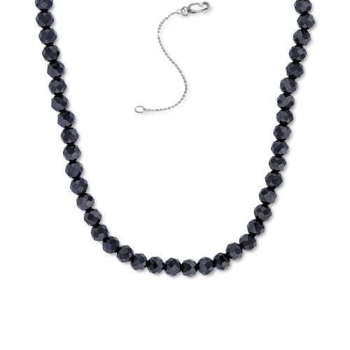 Black Spinel Rondelle Bead Statement Necklace (58-1/8 ct. t.w.) in Sterling Silver, 16" + 2" extender
